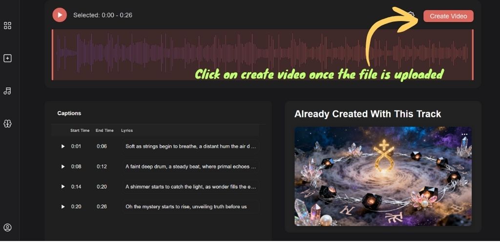 Neural Frames Interface: Step 2, Click on Create Video Button